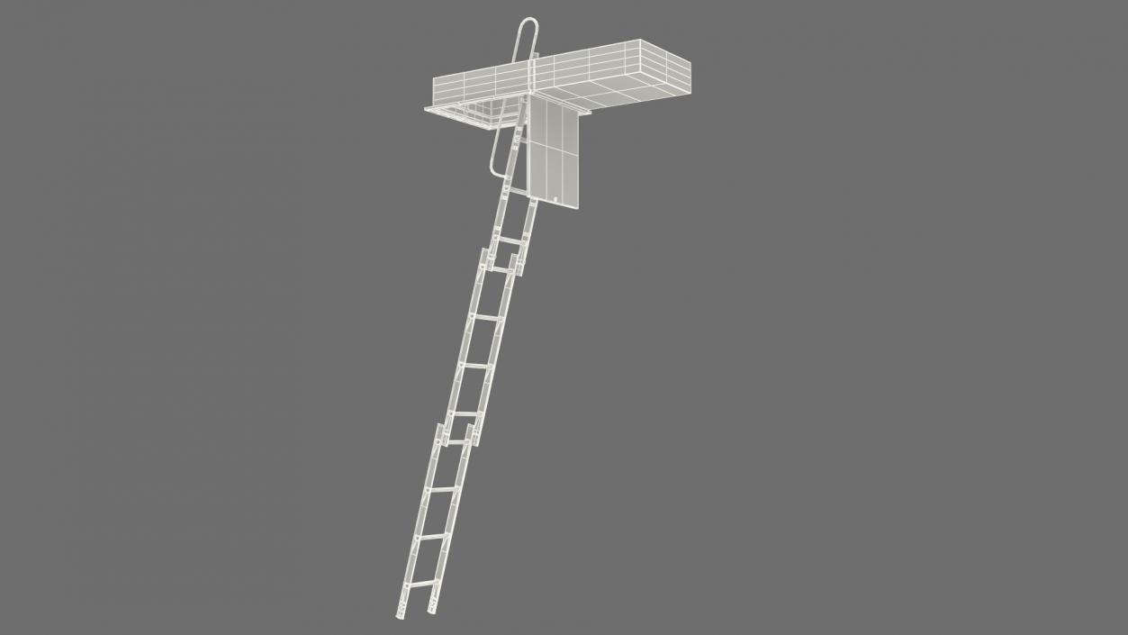 3D model Metal Attic Ladder Rigged