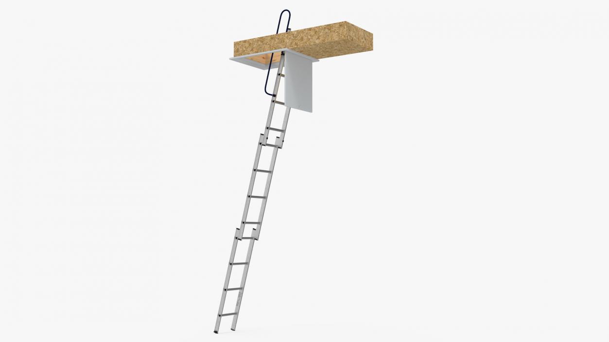 3D model Metal Attic Ladder Rigged