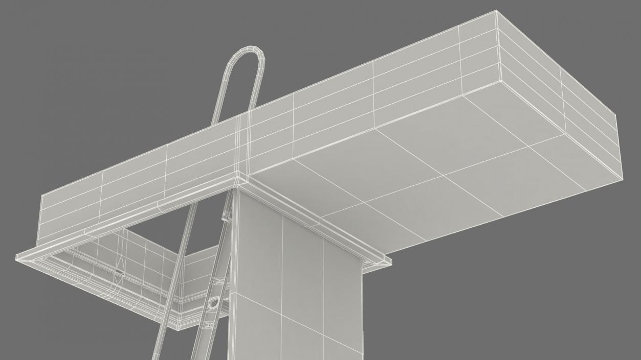 3D model Metal Attic Ladder Rigged