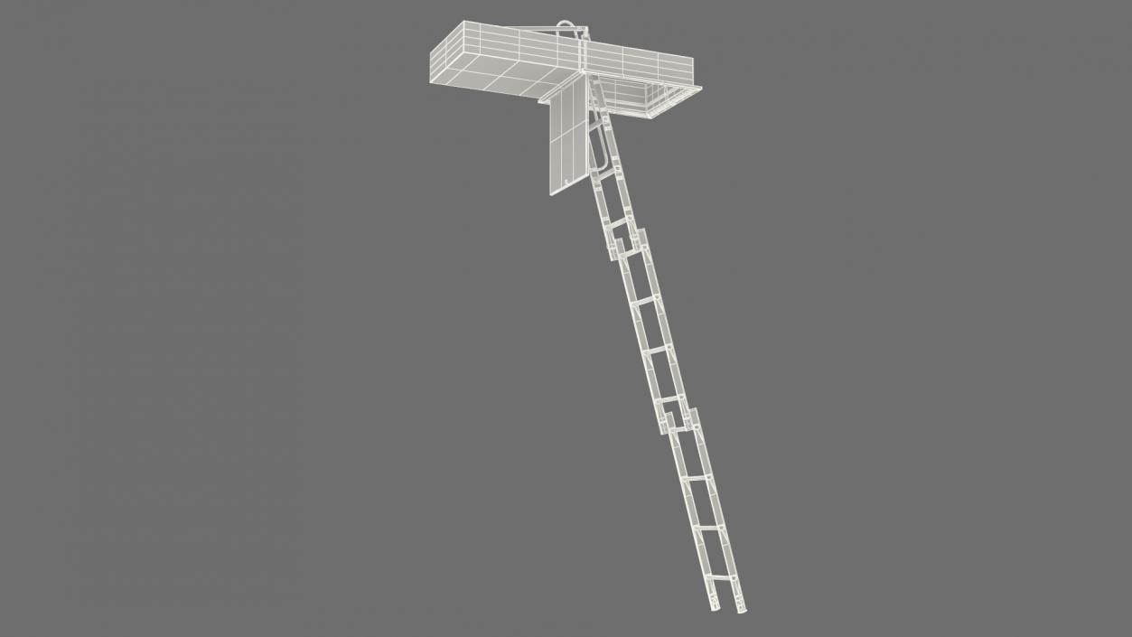 3D model Metal Attic Ladder Rigged