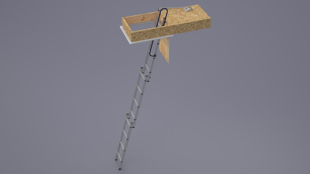 3D model Metal Attic Ladder Rigged