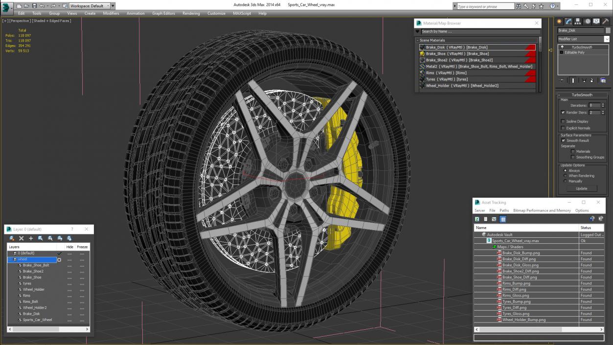 3D Sports Car Wheel