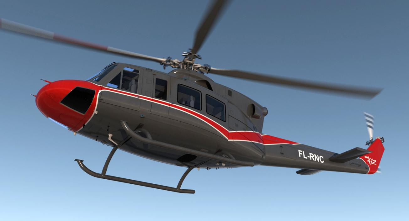 Offshore Helicopter Bell 412EP Rigged 3D