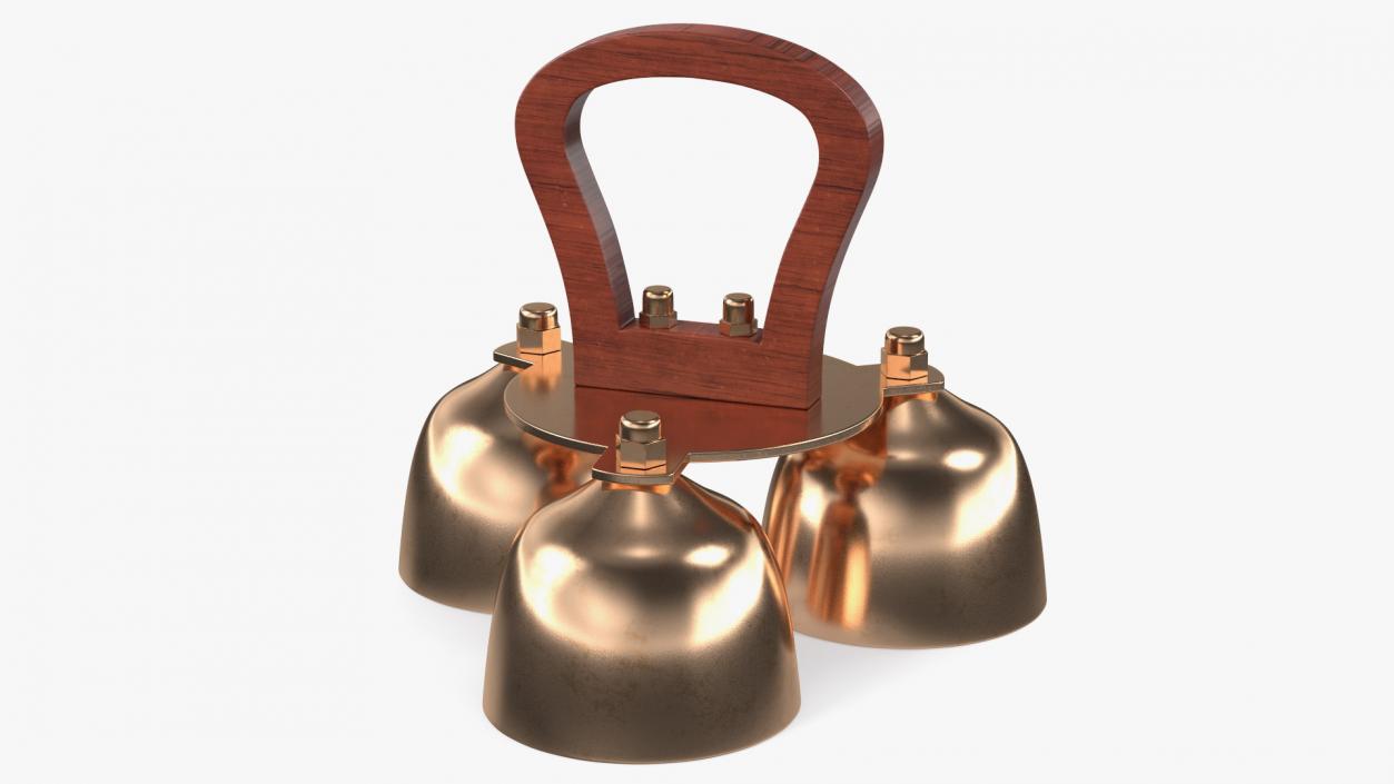 3D Brass Liturgical Bell 3 Tones Wood Handle