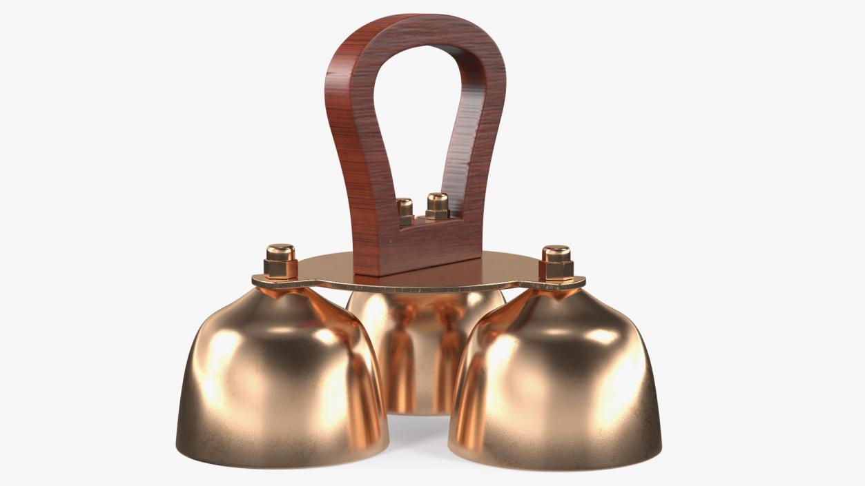 3D Brass Liturgical Bell 3 Tones Wood Handle