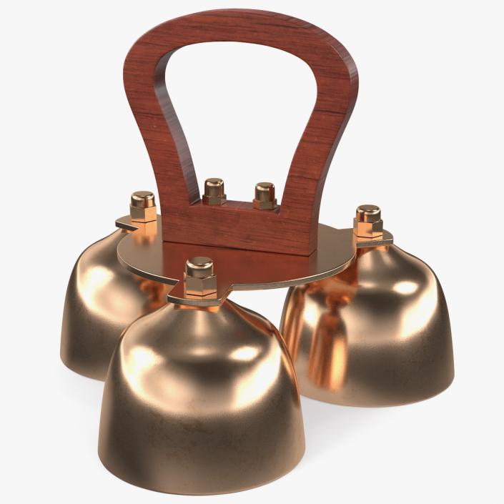 3D Brass Liturgical Bell 3 Tones Wood Handle