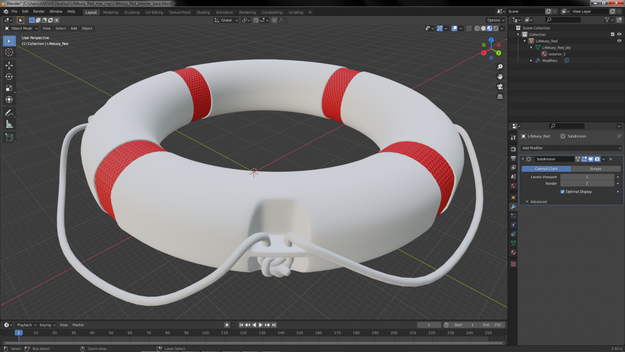 3D model Lifebuoy Red(1)