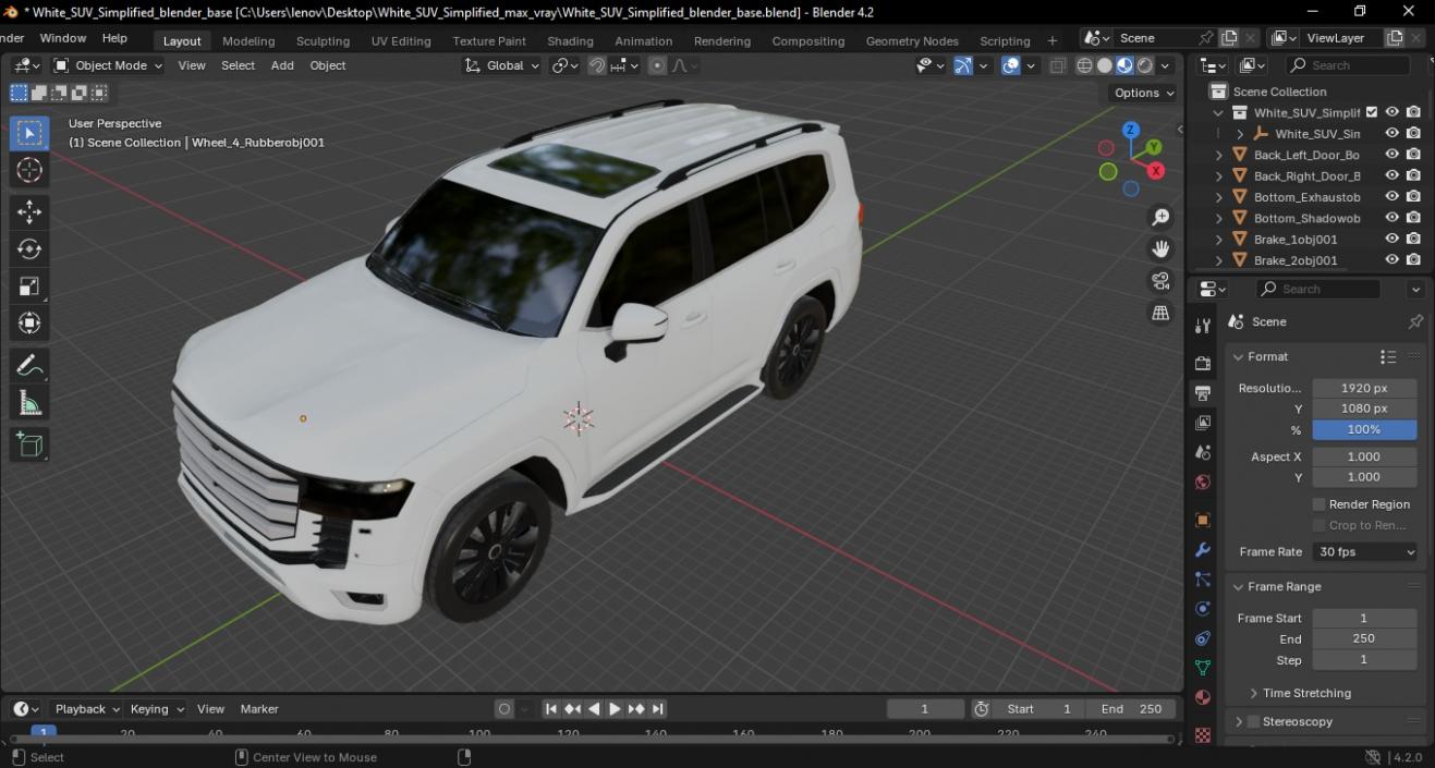 3D model White SUV Simplified