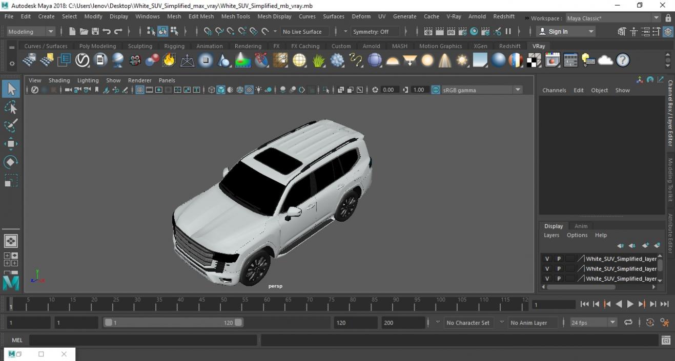 3D model White SUV Simplified