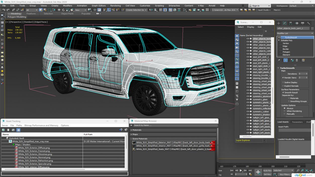 3D model White SUV Simplified