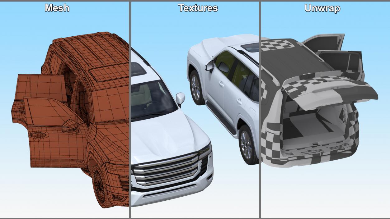 3D model White SUV Simplified