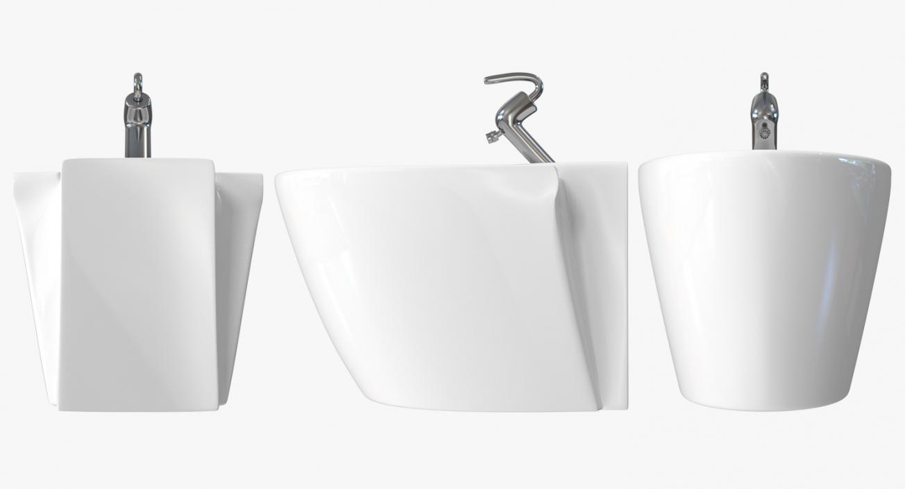 3D model One Piece Wc Toilet And Bidet White