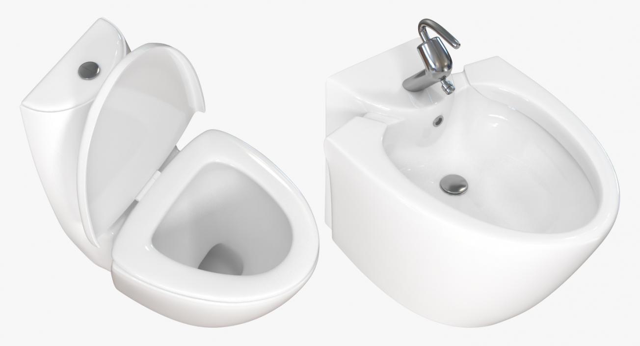 3D model One Piece Wc Toilet And Bidet White