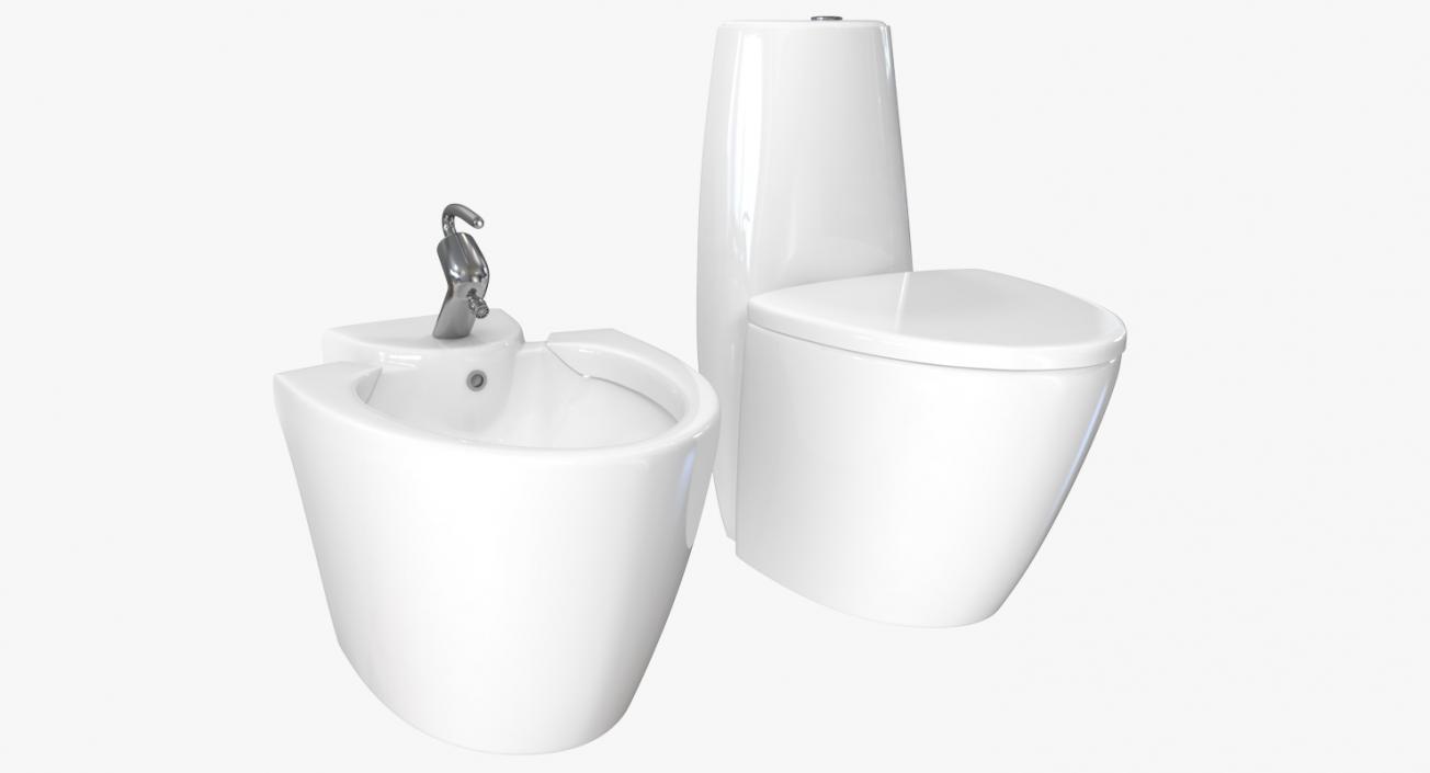 3D model One Piece Wc Toilet And Bidet White