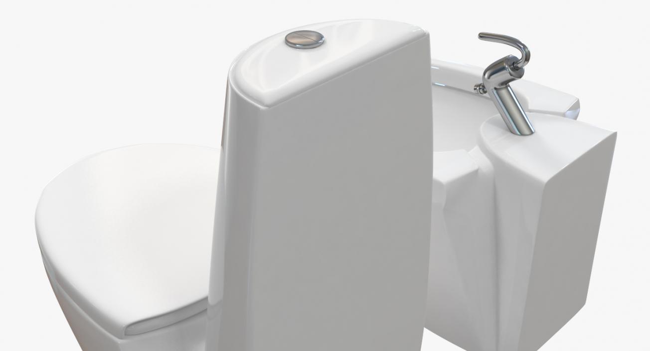 3D model One Piece Wc Toilet And Bidet White