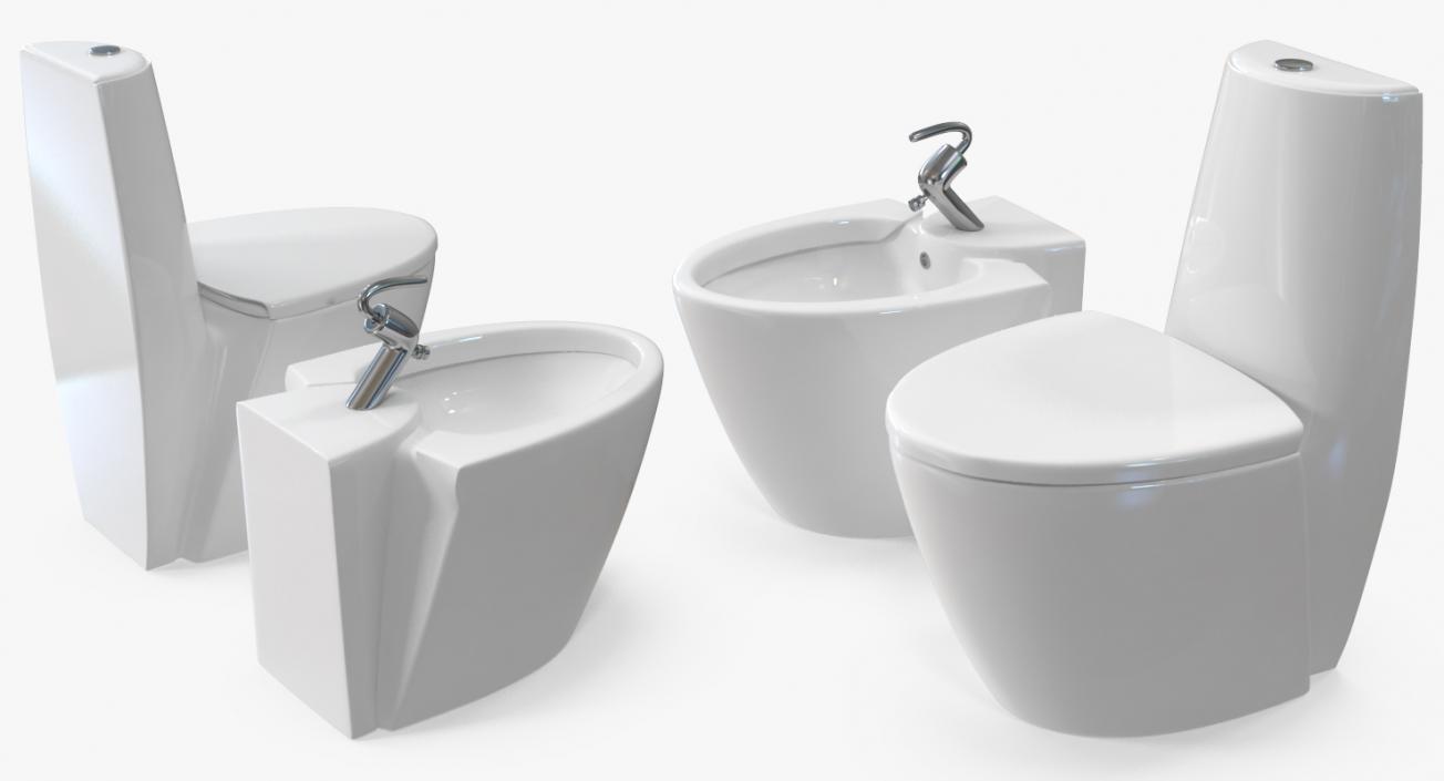 3D model One Piece Wc Toilet And Bidet White