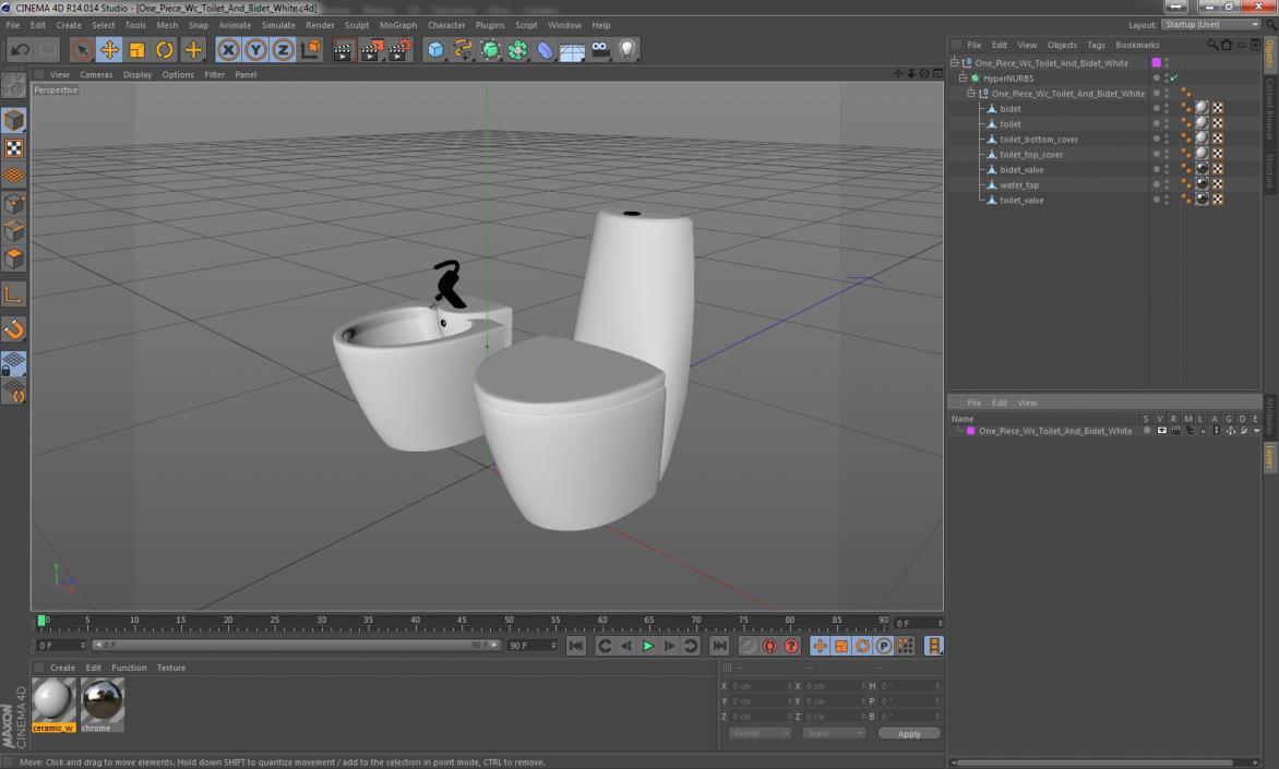 3D model One Piece Wc Toilet And Bidet White