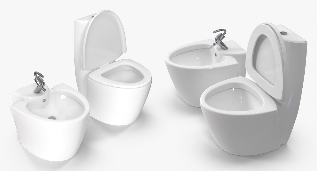 3D model One Piece Wc Toilet And Bidet White