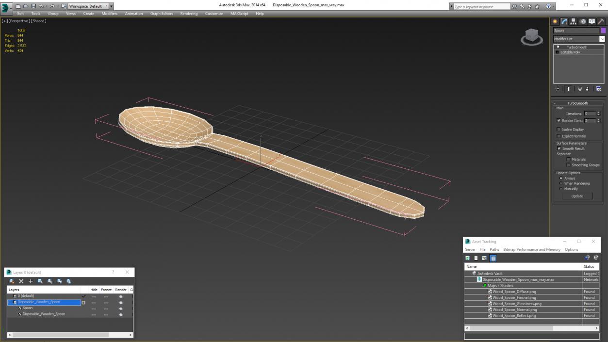 3D Disposable Wooden Spoon model