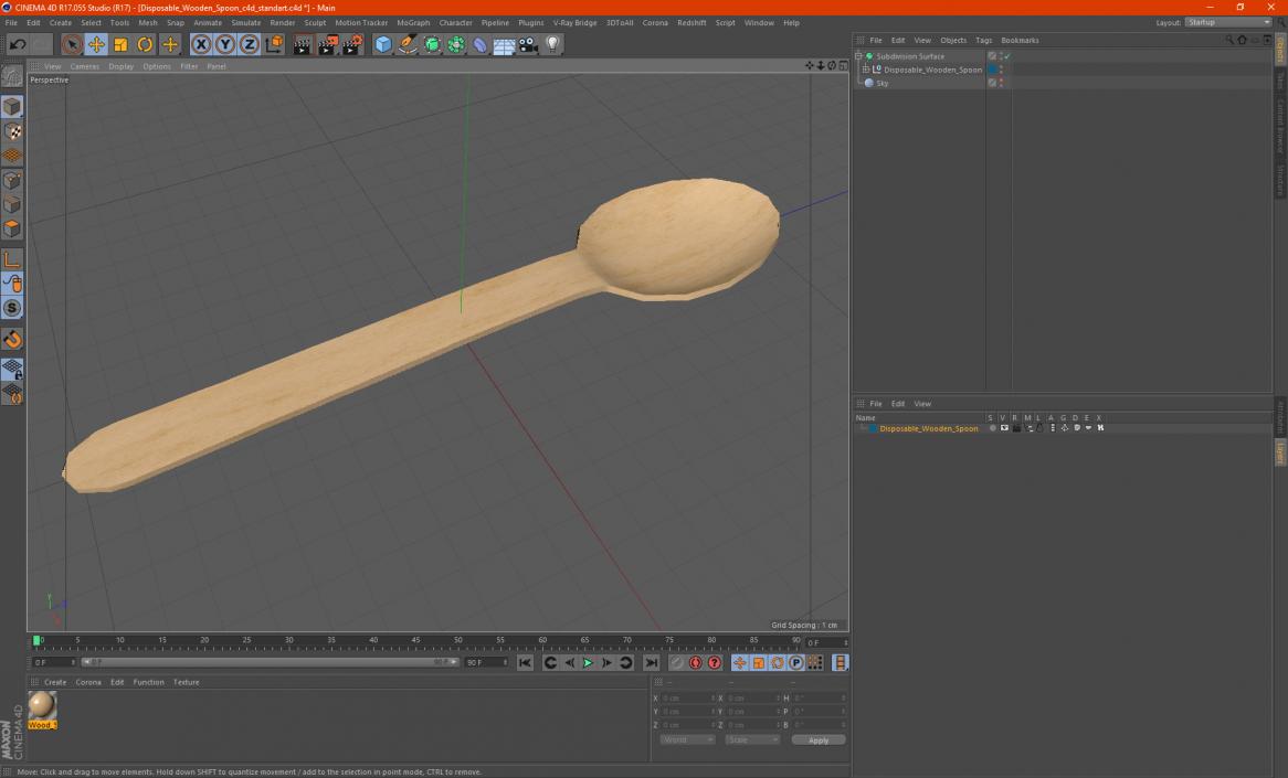 3D Disposable Wooden Spoon model