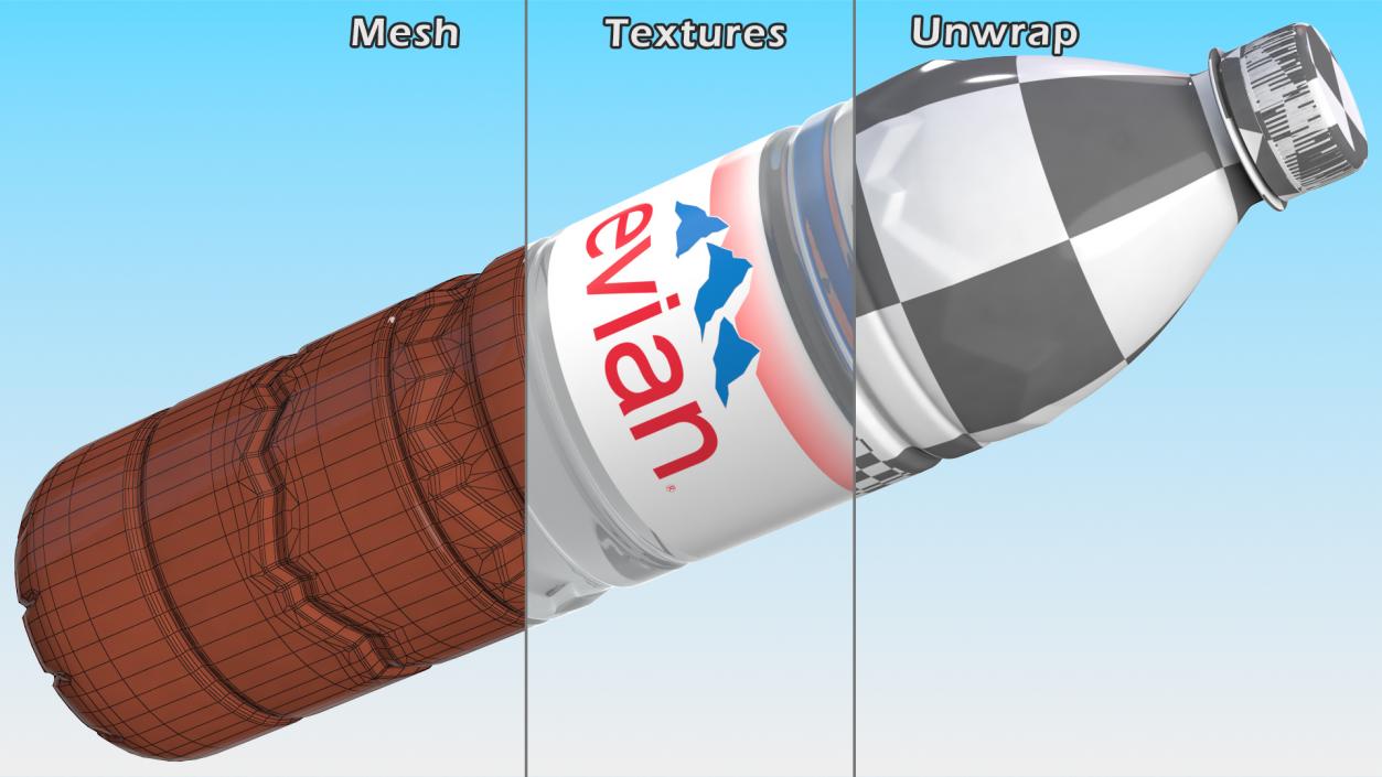 Evian Natural Mineral Water Plastic Bottle 3D