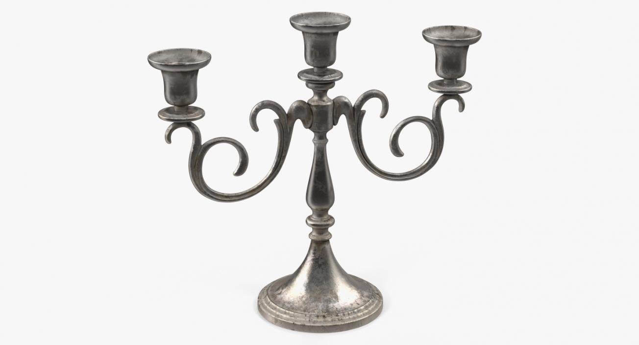 3D Silver Candle Holders