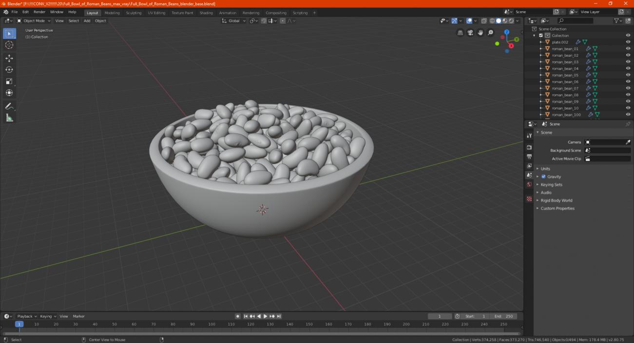 Full Bowl of Roman Beans 3D model