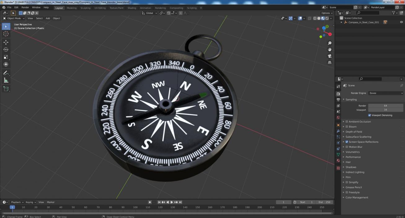 3D Compass in Steel Case