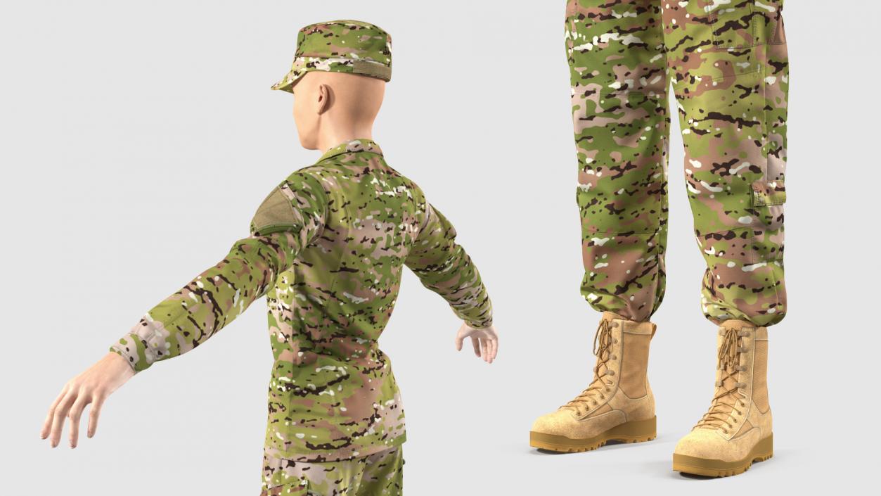 3D model Female US Soldier Camouflage Rigged