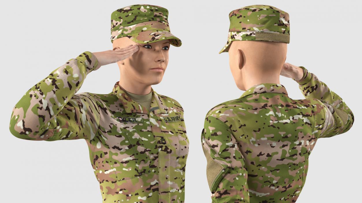 3D model Female US Soldier Camouflage Rigged