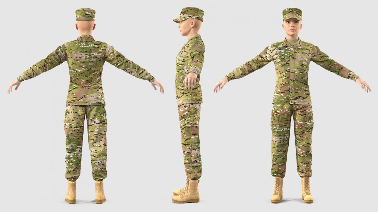 3D model Female US Soldier Camouflage Rigged