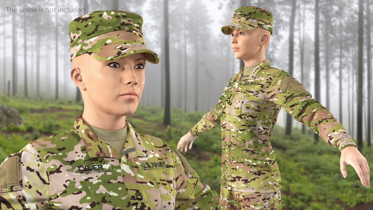 3D model Female US Soldier Camouflage Rigged