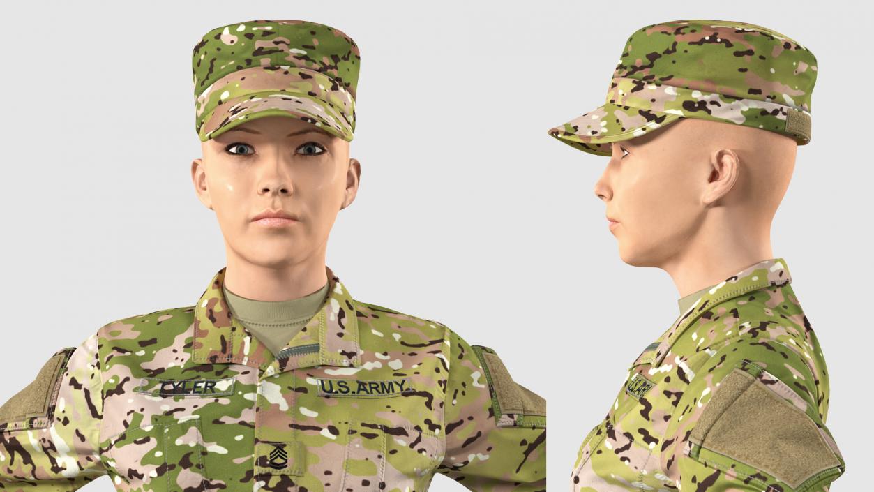 3D model Female US Soldier Camouflage Rigged