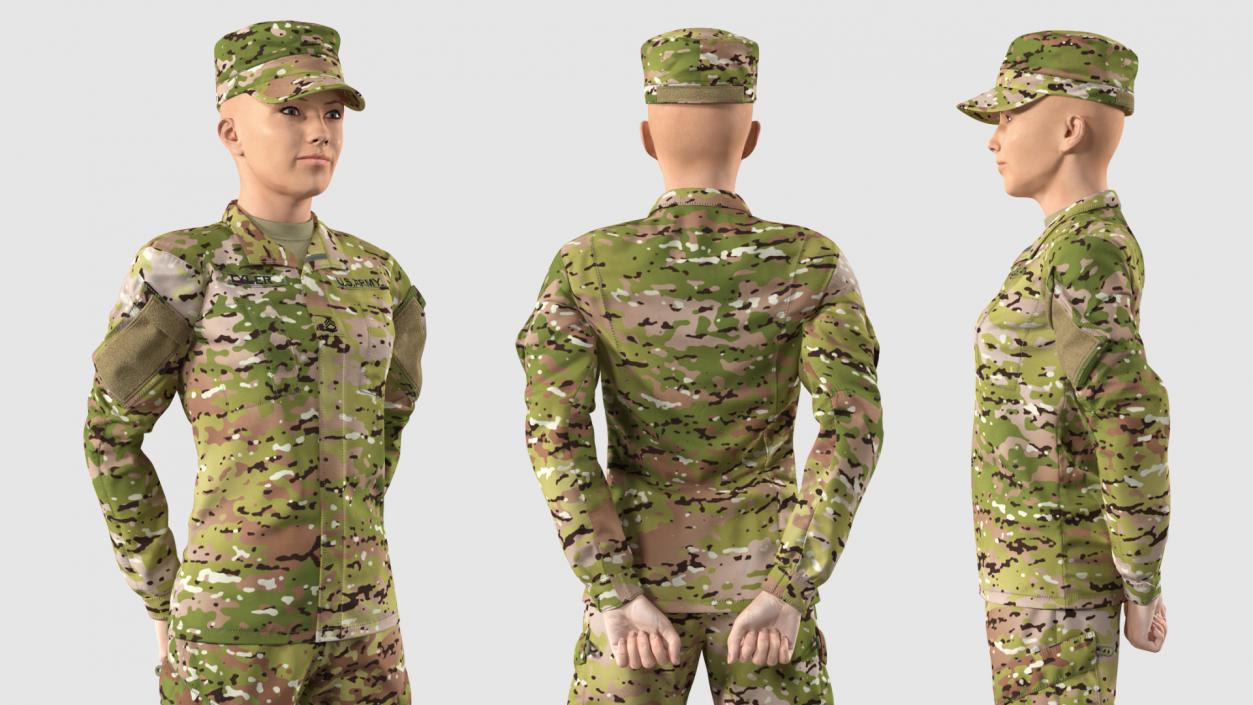 3D model Female US Soldier Camouflage Rigged