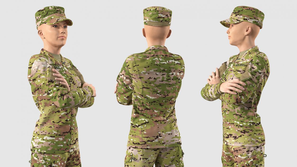 3D model Female US Soldier Camouflage Rigged