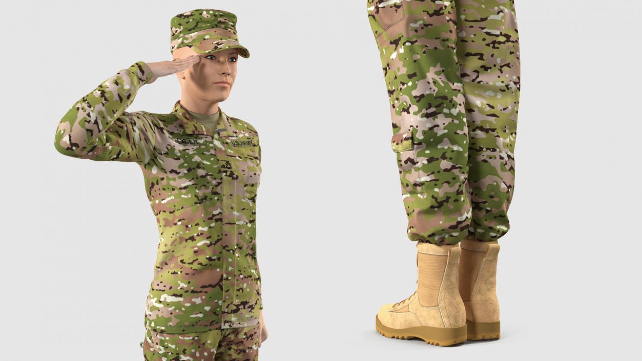 3D model Female US Soldier Camouflage Rigged