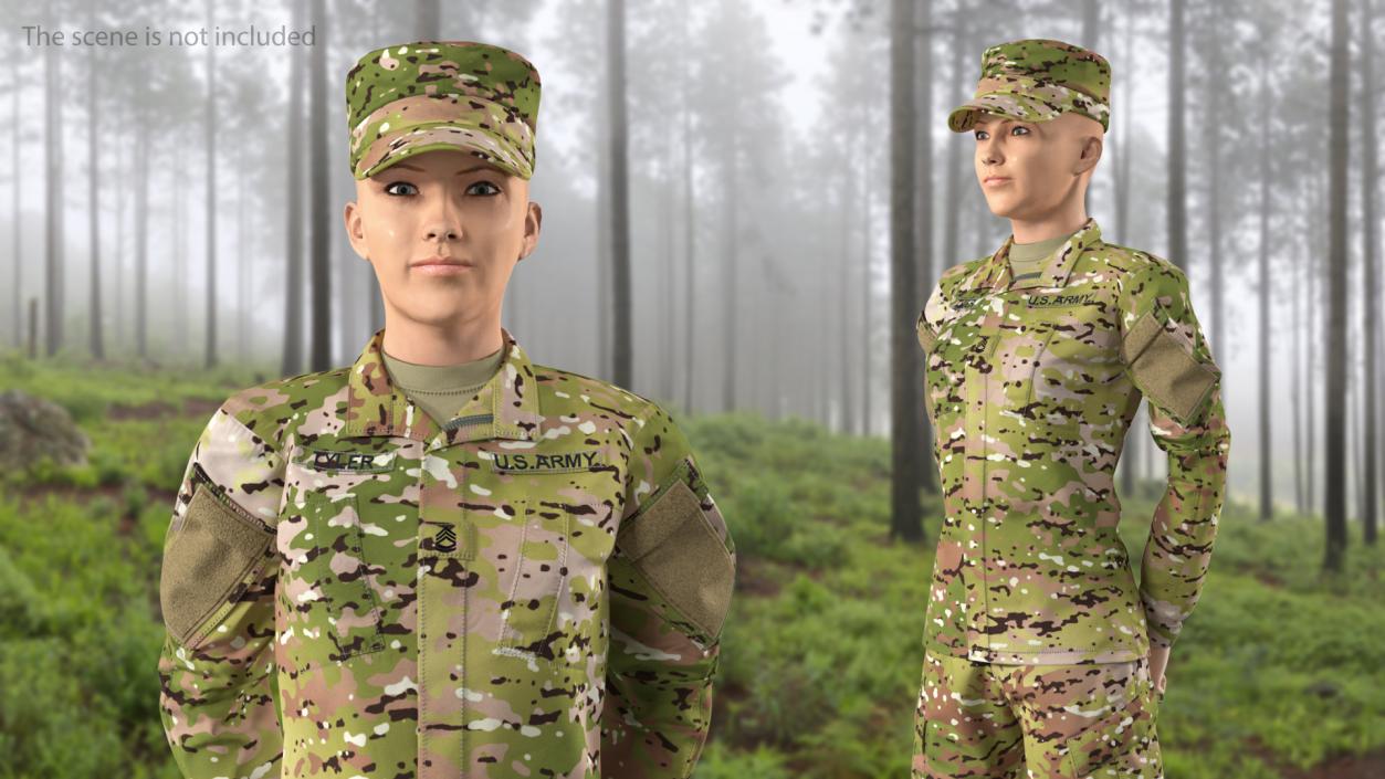 3D model Female US Soldier Camouflage Rigged