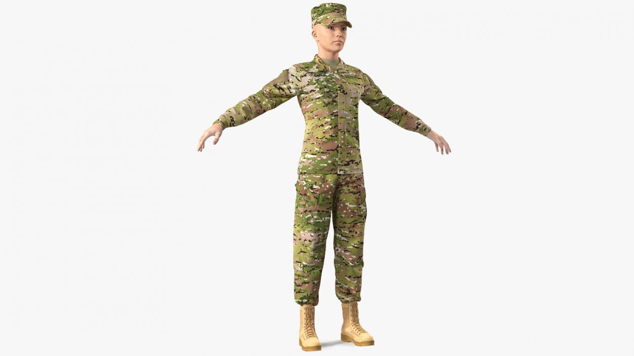 3D model Female US Soldier Camouflage Rigged