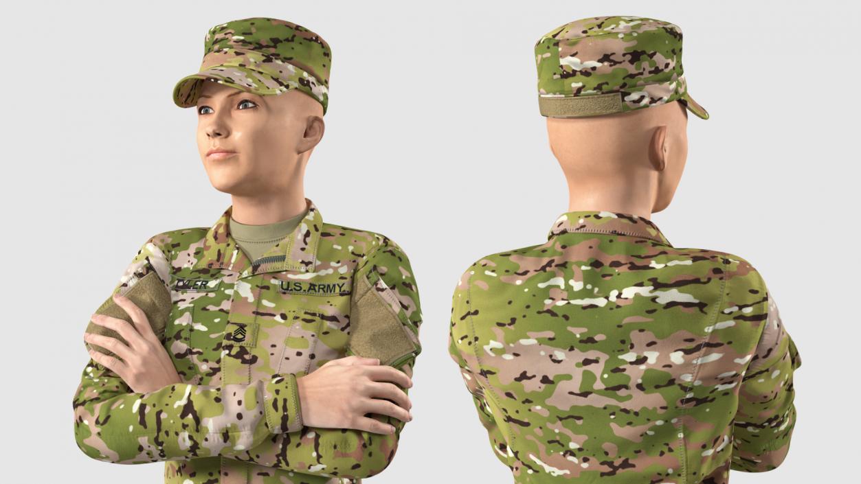 3D model Female US Soldier Camouflage Rigged