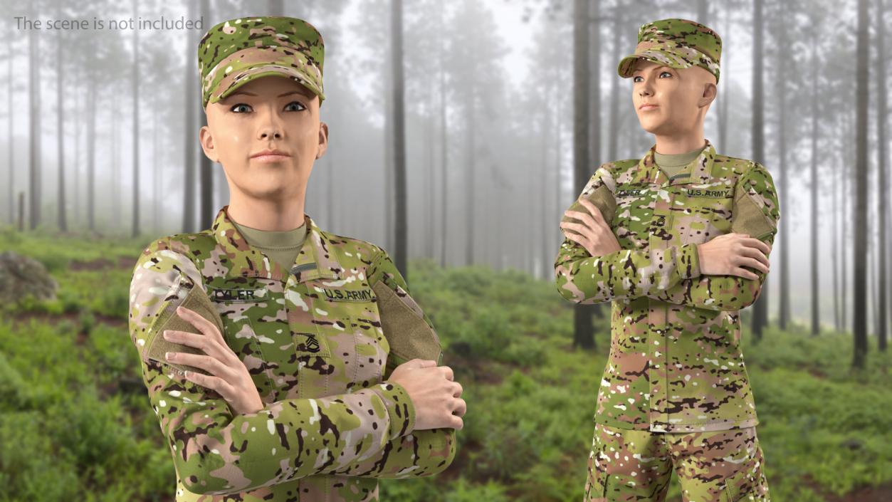 3D model Female US Soldier Camouflage Rigged