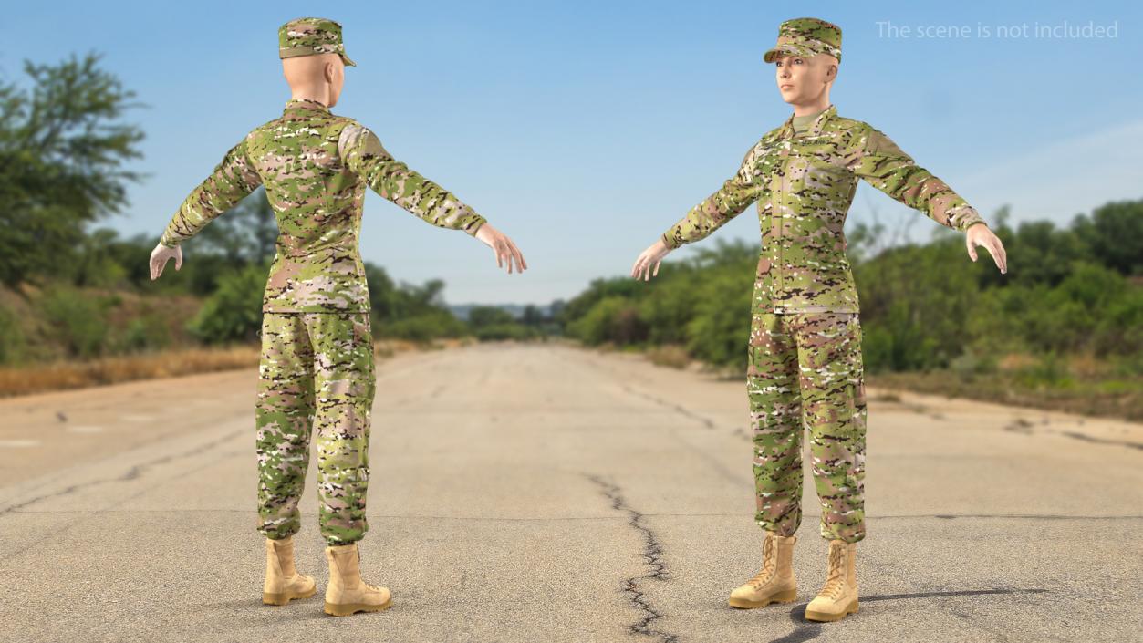 3D model Female US Soldier Camouflage Rigged