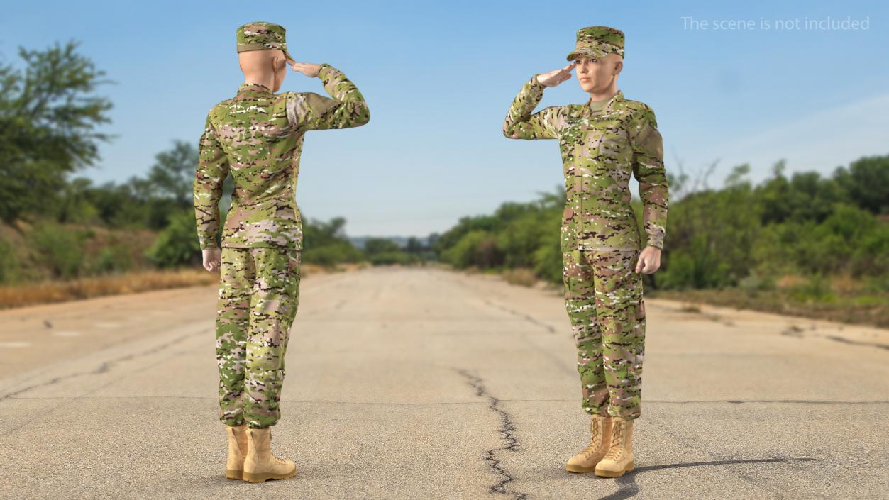 3D model Female US Soldier Camouflage Rigged