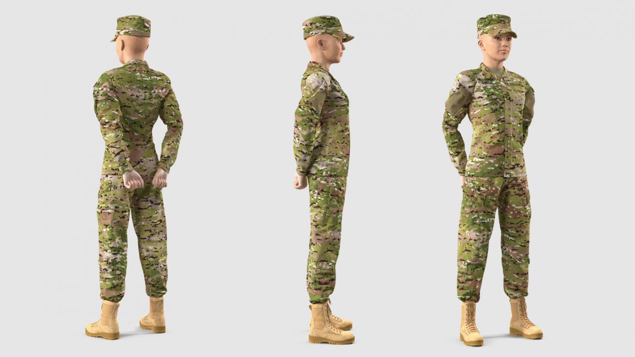 3D model Female US Soldier Camouflage Rigged