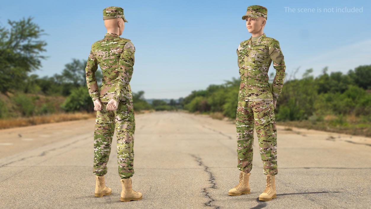 3D model Female US Soldier Camouflage Rigged