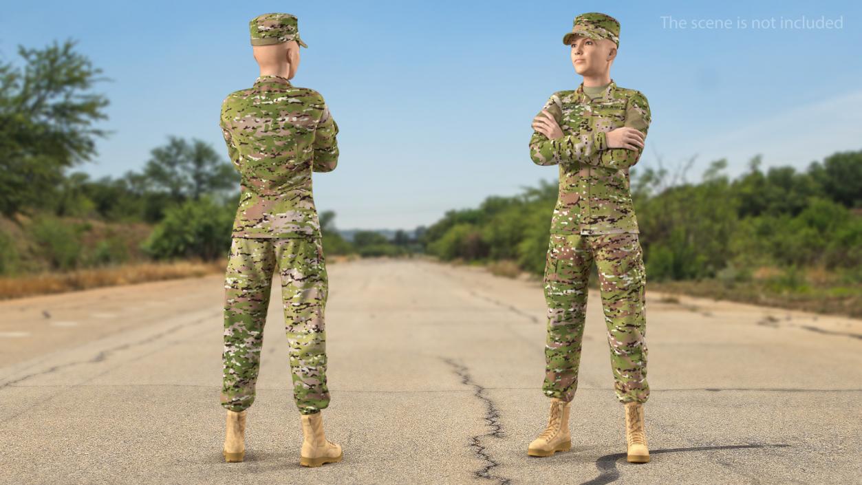 3D model Female US Soldier Camouflage Rigged