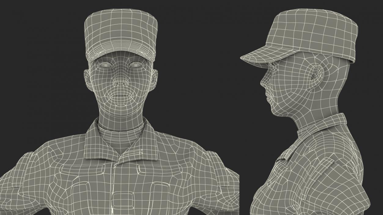 3D model Female US Soldier Camouflage Rigged