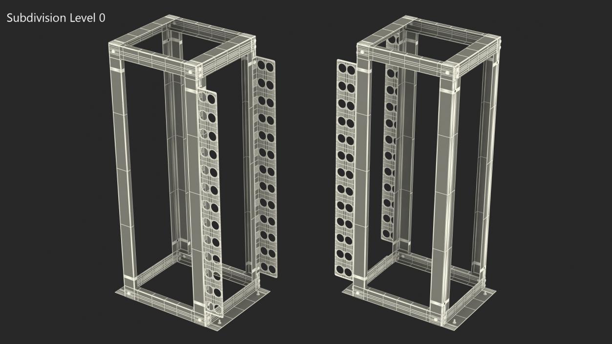 Open Frame Server Rack 36U Empty 3D