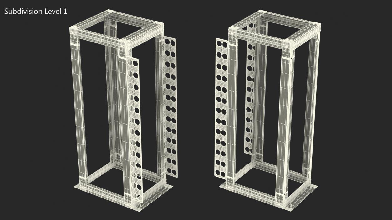 Open Frame Server Rack 36U Empty 3D