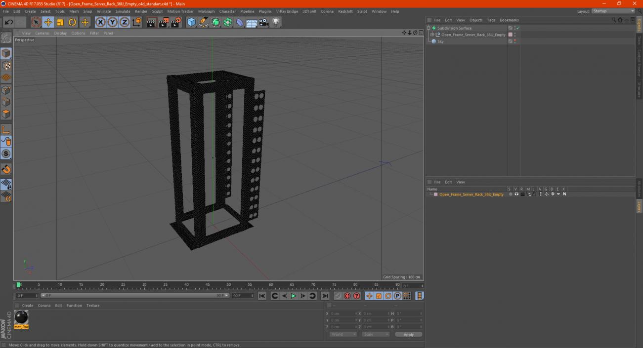 Open Frame Server Rack 36U Empty 3D