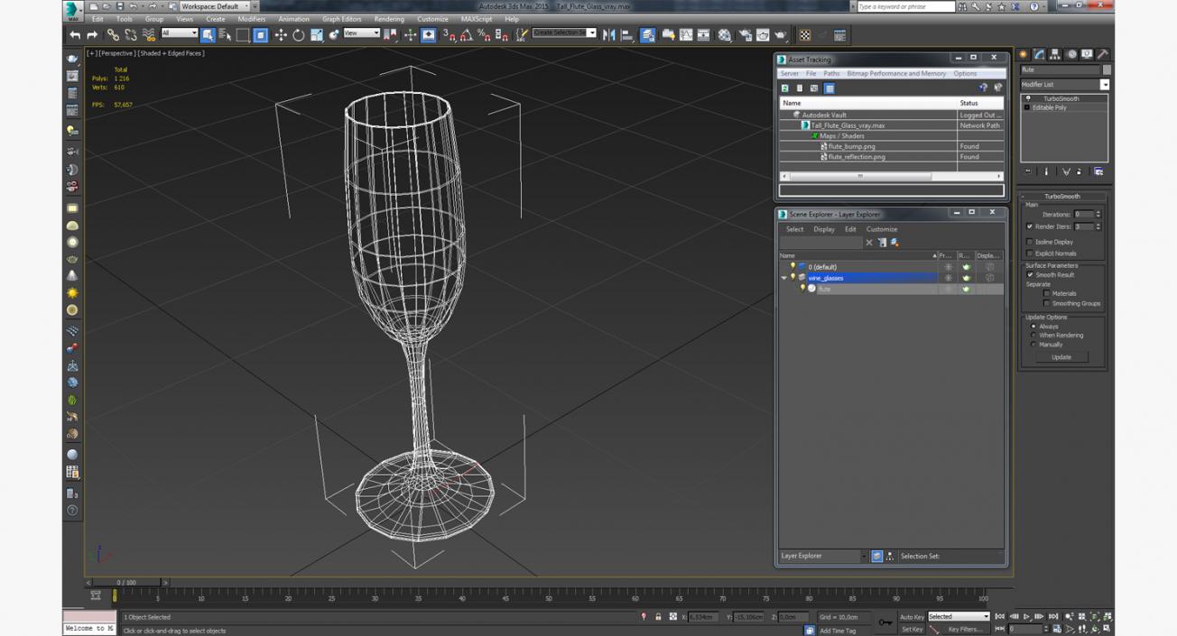 3D Tall Flute Glass